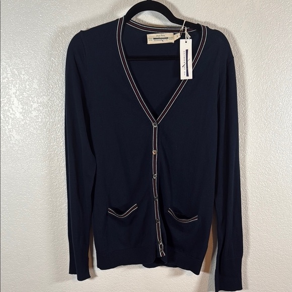 Guideboat Sweaters - Guide Boat Navy Tipped Premium Cotton Cardigan Size Large NWT